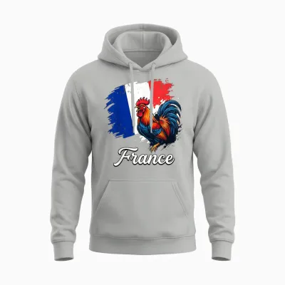 Coq Gaulois Drapeau France Patriotisme Unisex Hoodie - Ash