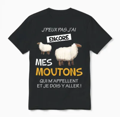 Je Peux Pas J'ai Mes Mes Sheep Breeder Shepherd Humour Excuse Unisex T-Shirt - Black