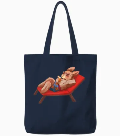 Bunny in Holiday Mood Tote Bags - Navy