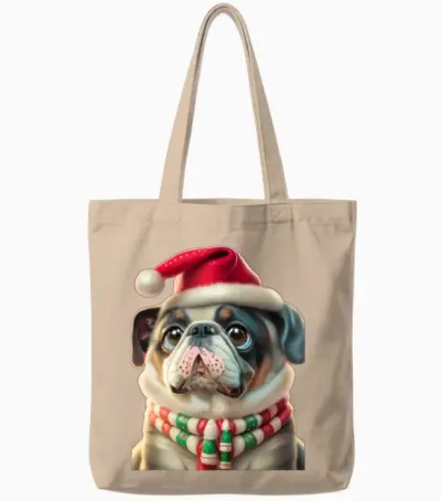 Funny Dog Christmas, Dog Lover Tote Bags - Natural