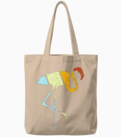 Flamingo Retro Tote Bags - Natural