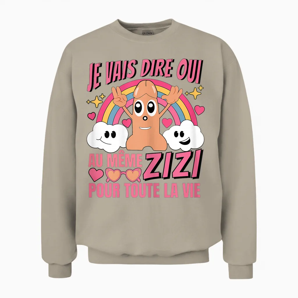 Evjf Same Zizi T-Shirt for the Whole Life Bride to Be T-Shirt, Black, S Unisex Sweatshirt in Sand