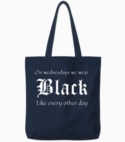 Gothic Lover on Wednesdays We Wear Black Like Tote Bags - Navy