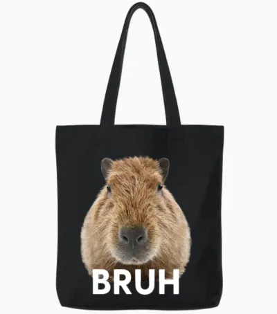 Capybara Bruh Tote Bags - Black