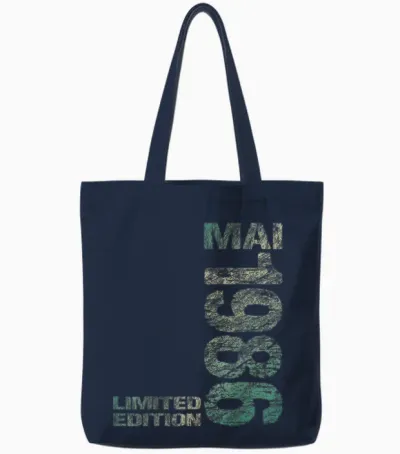Limited Edition Mai 1986 Mann Frau 40. Geburtstag Tote Bags - Navy
