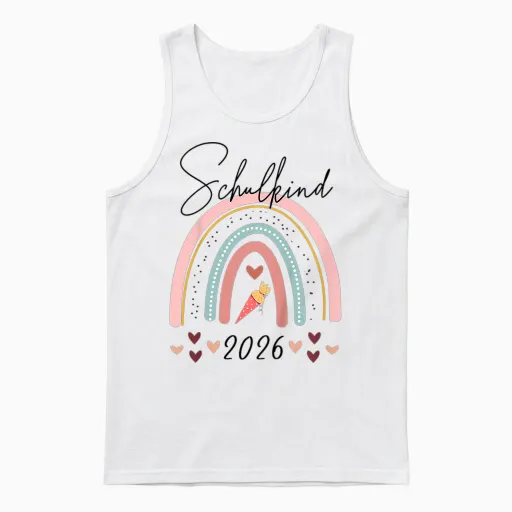Schulkind 2026 Rainbow School Cone, First Day at School Girls' Unisex Tank Top - White