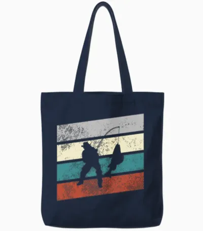 Fishing Retro Tote Bags - Navy