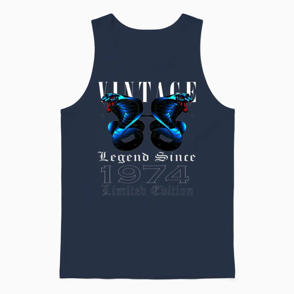 1974 Vintage Cobra 49 Years Limited Edition Unisex Tank Top in Navy