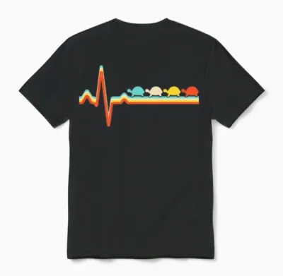 Turtle Retro Heartbeat Unisex T-Shirt - Black