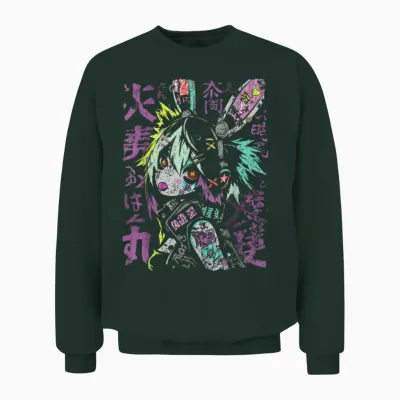 Harajuku Streetwear Cyberpunk Aesthetic Techwear Manga Anime T-Shirt, Black Unisex Sweatshirt - Forest