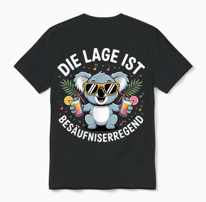 Die Lage Ist Besäufniserregend Malle T-Shirt Damen Koala Unisex T-Shirt in Black