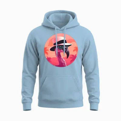 Style Flamingo Lovers Retro Unisex Hoodie - Light Blue