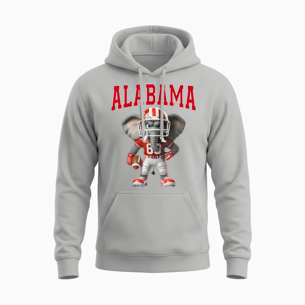 Alabama Al Vintage Sports Funny Elephant Love Men Women Unisex Hoodie in Ash