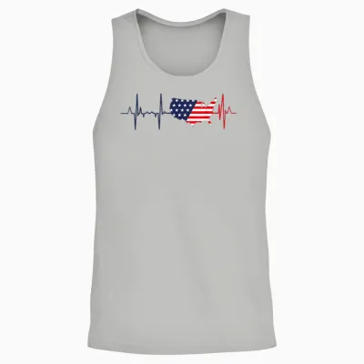 My Heart Beats for America - Patriotic Usa T-Shirt, White Unisex Tank Top - Ash