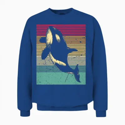 Retro Killer Whale Unisex Sweatshirt - Royal