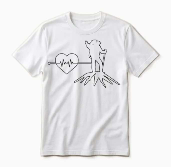 Hiking Heartbeat & Outdoors Gift Unisex T-Shirt in White