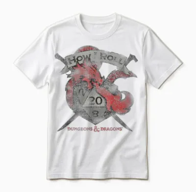 Dungeons & Dragons How I Roll T-Shirt Small Unisex T-Shirt - White