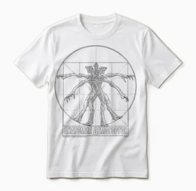 Stranger Things : Demogorgon Vitruvian Unisex T-Shirt - White