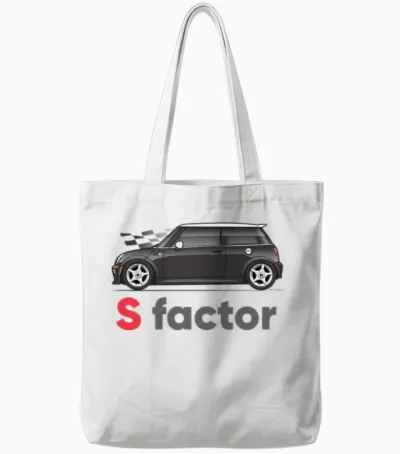 S Factor Black Tote Bags - White