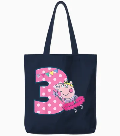 Peppa Pig 3 Geburtstag Tote Bags - Navy