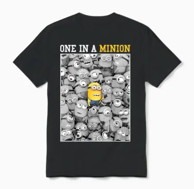Despicable Me Minions One in a Minion Color Pop Portrait T-Shirt Small Unisex T-Shirt - Black