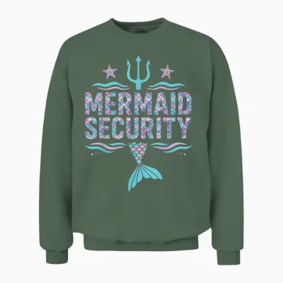 Mermaid Security Funny Dad Family Squad Unisex Sweatshirt - Military Green