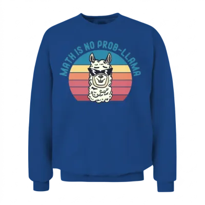 Math Is No Prob Llama Retro Unisex Sweatshirt - Royal