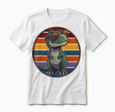 T-Rex Retro Männer Kinder Frauen Lustiger Dinosaurier Unisex T-Shirt - White