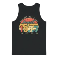 1977 August Retro Unisex Tank Top - Black – 1
