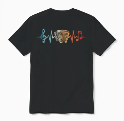 Harmonika Akkordeonist Herzschlag Musiker Akkordeon Unisex T-Shirt - Black
