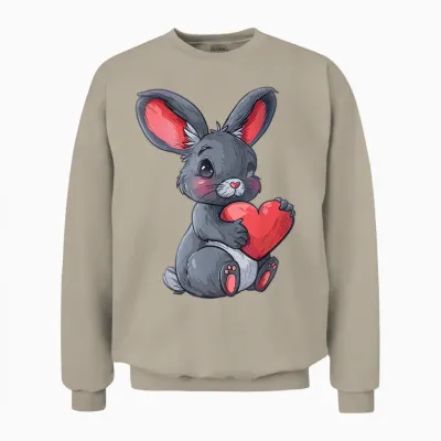Niedlicher Hase Mit Herz Liebevolles Design Unisex Sweatshirt - Sand