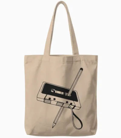 Tape with Pencil Funny Tote Bags - Natural