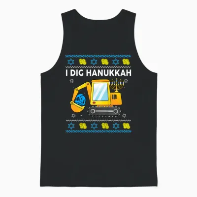 Kids I Dig Hanukkah-Shirt Happy Chanukah Funny Jewish Boy Unisex Tank Top - Black