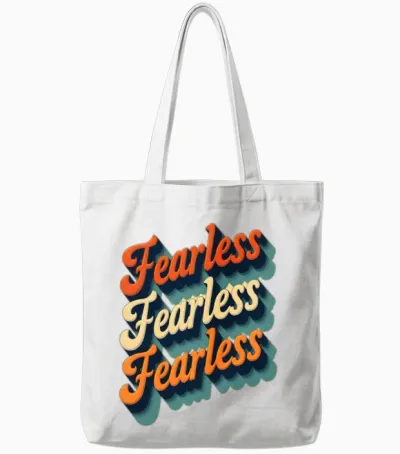 Fearless Retro Vintage Typography Tote Bags - White