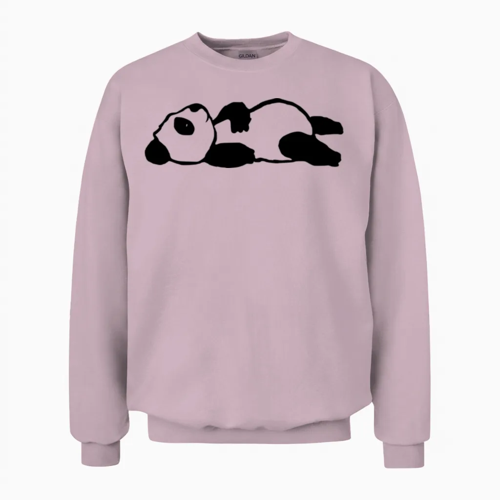 Cute Lying Panda Bear Wildlife Unisex Sweatshirt in Light Pink