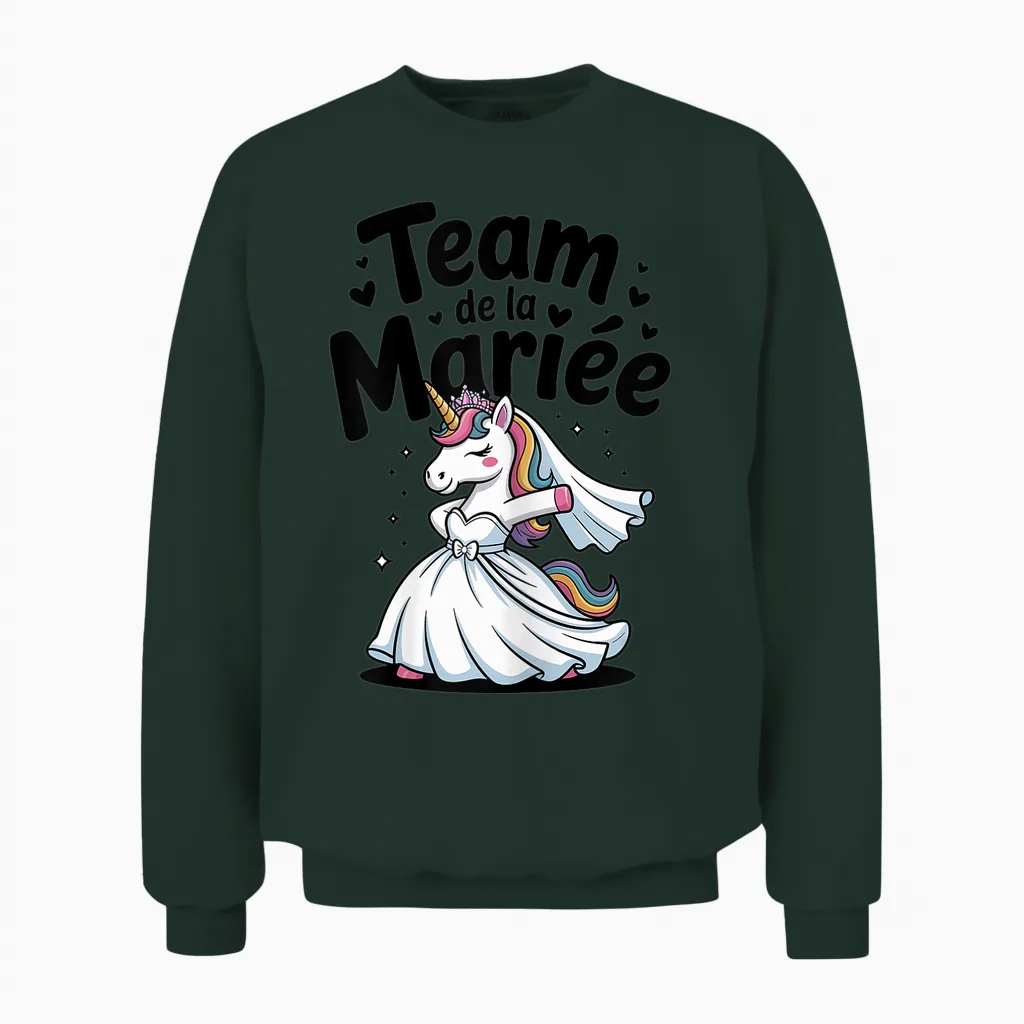 Team Future Bride Evjf Humour Wedding Bride Unicorn Unisex Sweatshirt in Forest