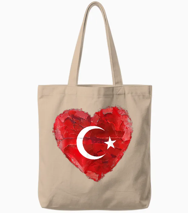 Türkei T-Shirt Mit Herz Türkische Flagge Türk Türkiye Tote Bags in Natural