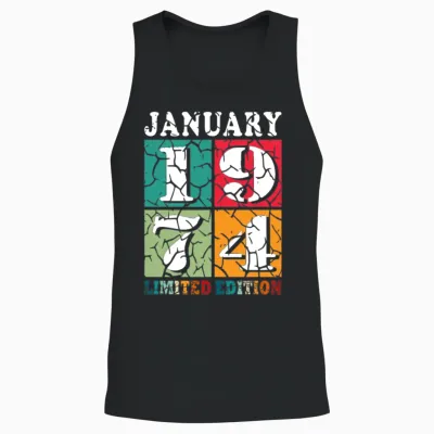 January 1974 Vintage Birthday Present Unisex Tank Top - Black