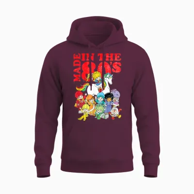 Rainbow Brite Made in the 80's Distressed Group Shot Unisex Hoodie - Maroon