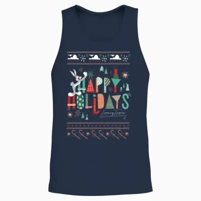 Looney Tunes Happy Holidays Christmas Unisex Tank Top - Navy
