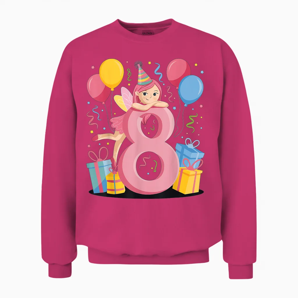 Fée 8e Anniversaire Garçon Fille 8 Ans Huitième Huit Fée Unisex Sweatshirt in Heliconia
