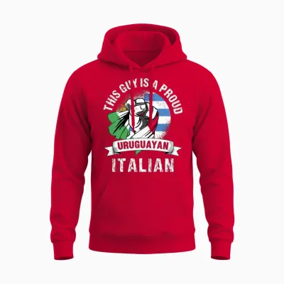 Uruguay Flag Italy Grown Men Boys Guy Citizen Unisex Hoodie - Red