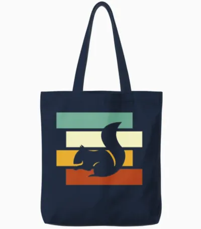 Squirrel Retro Tote Bags - Navy