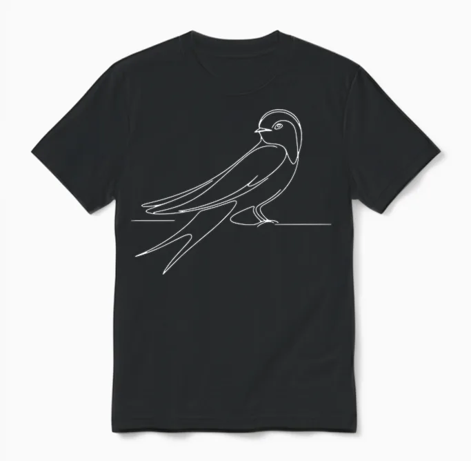 Hirondelle Linéaire Ornithologue T-Shirt Haut De Gamme Unisex T-Shirt in Black