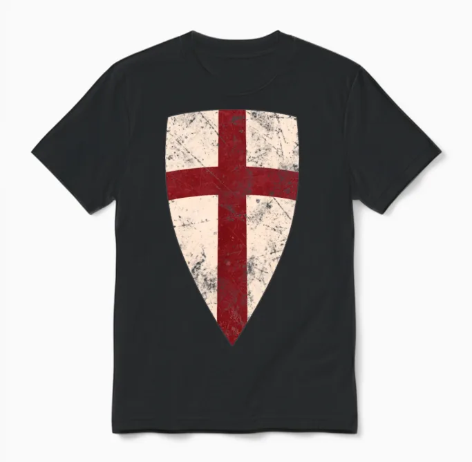 Crusader Shield Medieval Unisex T-Shirt in Black
