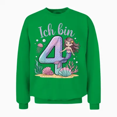 Ich Bin 4 Meerjungfrau Geburtstag Mädchen Geburtstags Unisex Sweatshirt - Irish Green