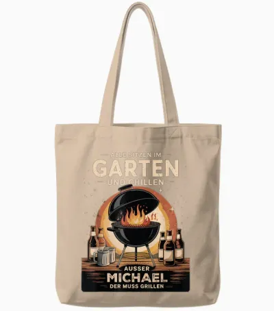 Michael Muss Grillen Lustiger Grillmeister Spruch Tote Bags - Natural