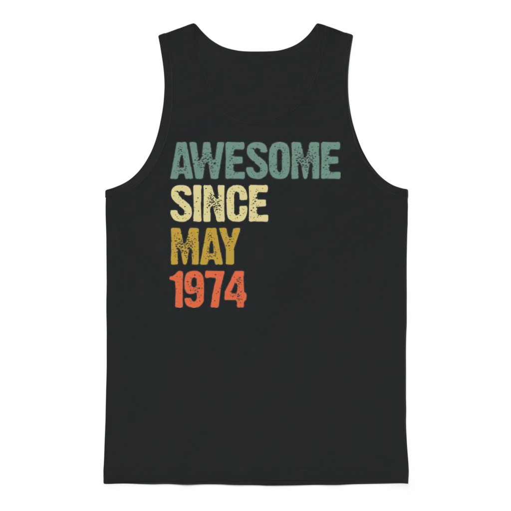 Awesome Since May 1974 Retro Vintage Gift Unisex Tank Top - Black