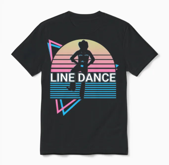 Line Dance Retro Unisex T-Shirt in Black