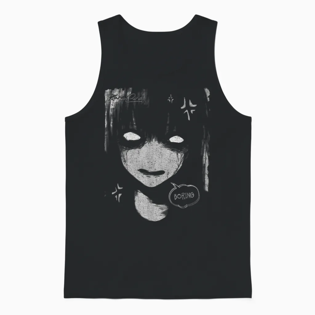 Japon Streetwear Cyberpunk Y2k Techwear Rétro Manga Anime Unisex Tank Top in Black